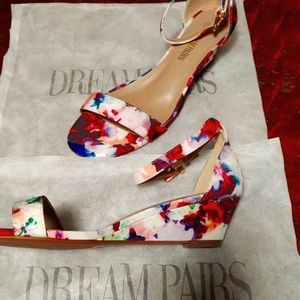 Dream Pairs Size 9 women's wedges, purple, pinks.blue, green white,peach yellow